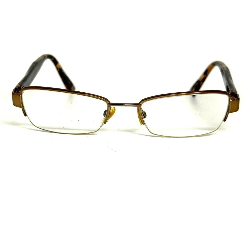 Giorgio Armani GA 649 NPJ Bronze Semi Rimless Rectangular Eyeglass Frames Italy